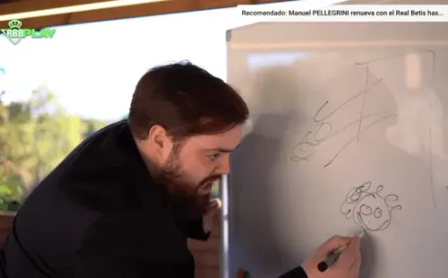 Ibai Llanos hizo un exótico retrato para anunciar la renovación de Borja Iglesias con el Betis hasta 2026. (Foto: Captura)