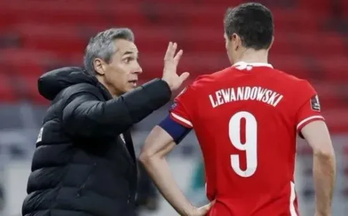 Paulo Sousa y Robert Lewandowski en la selección de Polonia.