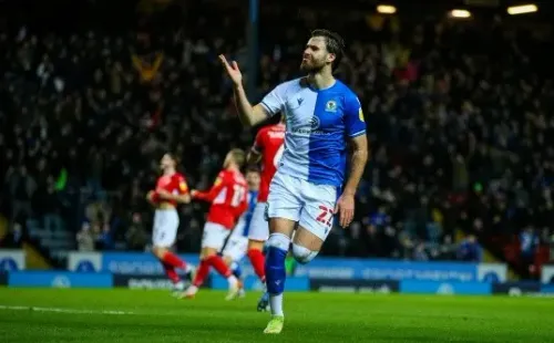 BLACKBURN, ENGLAND - DECEMBER 29: Blackburn Rovers' Ben Brereton Diaz celebrates scoring his side's second goal during the Sky Bet Championship match between Blackburn Rovers and Barnsley at Ewood Park on December 29, 2021 in Blackburn, England. (Photo by Alex Dodd - CameraSport via Getty Images)-Not Released (NR) World Copyright © 2021 CameraSport. All rights reserved. For editorial use only. Contact CameraSport direct for any other use. All usage chargeable