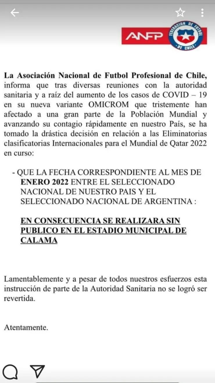 Chile argentina partido eliminatorias qatar 2022 calama zorros del desierto