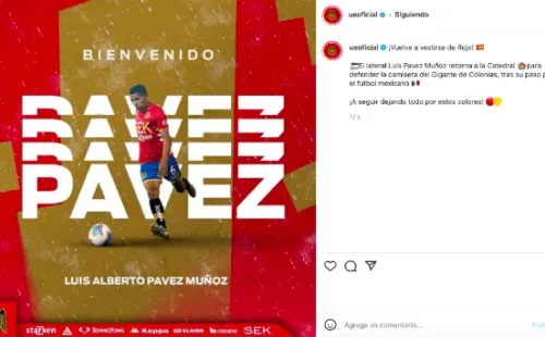 El defensa Luis Pavez salió del fútbol mexicano para reencontrarse con los colores de Unión Española para la temporada 2022. (Foto: Captura Instagram Unión Española)