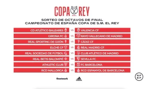 Así quedaron los octavos de final de la Copa del Rey.