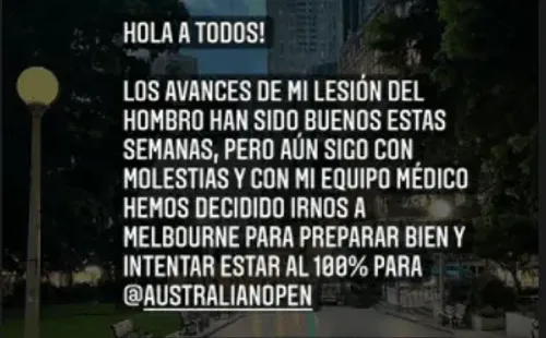 El mensaje compartido por Garín en su Instagram.