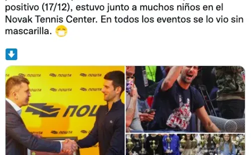 El recorrido de Djokovic antes y el mismo día que resulto positivo a coronavirus. (Foto: Captura Twitter ESPN)
