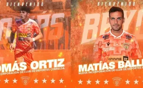 El anuncio de Tomás Ortiz como fichaje fue realizado el 7 de enero, mientras que Matías Ballini fue anunciado el 25 de diciembre de 2021. (foto: Cobreloa)