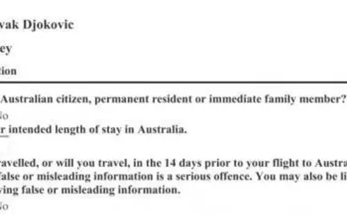 Mundo Deportivo compartió el formulario de ingreso de Novak Djokovic a Australia, un drama que se vive minuto a minuto. (Foto: Captura)