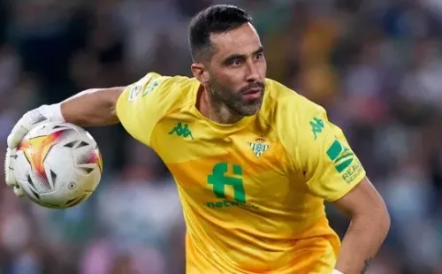 SEVILLE, SPAIN - OCTOBER 27: Claudio Bravo of Real Betis passes the ball during the La Liga Santander match between Real Betis and Valencia CF at Estadio Benito Villamarin on October 27, 2021 in Seville, Spain. (Photo by Mateo Villalba/Quality Sport Images/Getty Images)