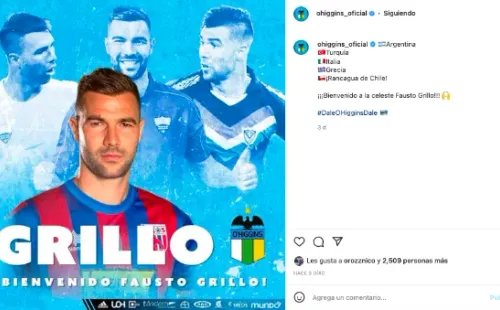 El central argentino fue anunciado en O’Higgins y el Grillo del Gol ya prepara la garganta para relatar alguna de sus buenas acciones. (Foto: Captura Instagram O’Higgins)