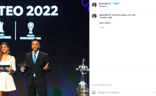 Juan José Buscalia también se ha desempeñado como presentador de los sorteos de la Copa Libertadores. (Foto: Captura Instagram)