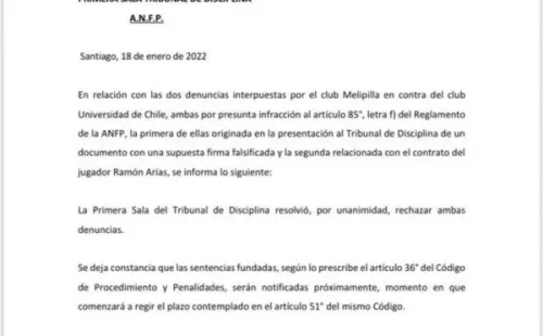 El fallo del Tribunal de Disciplina sobre la denuncia de Melipilla.