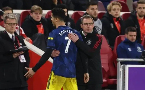 Ralf Rangnick y su cambio originaron la molestia de Cristiano Ronaldo. (Foto: Getty Images)
