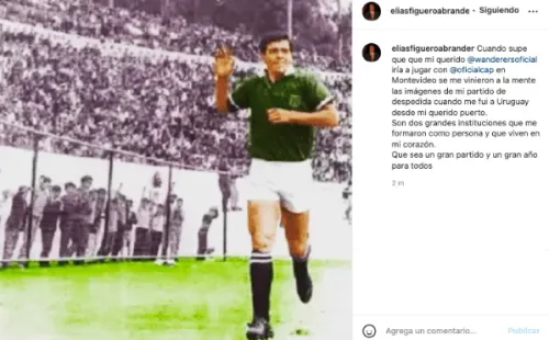 El emotivo mensaje de Elías Figueroa en redes antes de que sus dos ex equipos se enfrenten en Uruguay. (Foto: Captura Instagram)