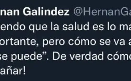 El mensaje de Hernán Galindez en sus redes sociales.