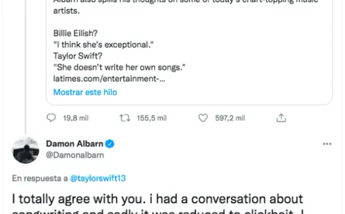 Gabriel Boric cierra filas con Taylor Swift ante polémica con Damon Albarn.(3)