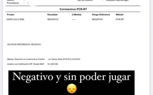 El examen subido por Mauricio Isla a sus redes sociales. Foto: Instagram