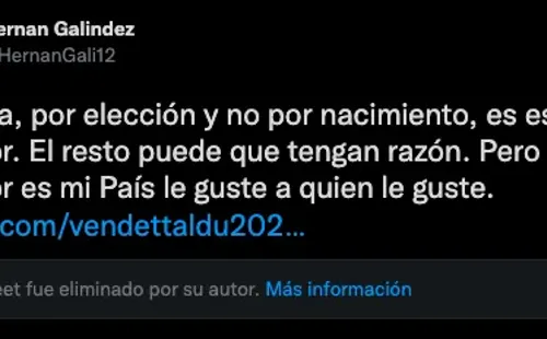 La respuesta de Hernán Galíndez a comentario racista en su contra.