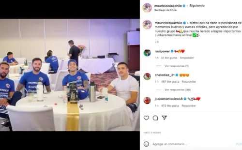 Mauricio Isla compartió un emotivo post en redes donde se le vio muy bien acompañado de Eugenio Mena, Joaquín Montecinos y su gran amigo Alexis Sánchez. (Foto: Captura Instagram Mauricio Isla)