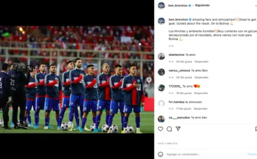 Ben Brereton Díaz y su mensaje en redes sociales para ir a enfrentar a Bolivia. Foto: Instagram