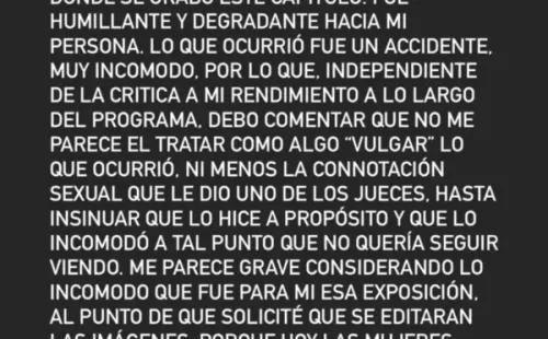 Yasmín Valdés publica furioso desahogo tras eliminación de Aquí se Baila.(1)