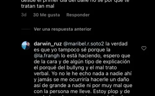 Bailarín Darwin Ruz se lanza contra Fran García-Huidobro.(2)