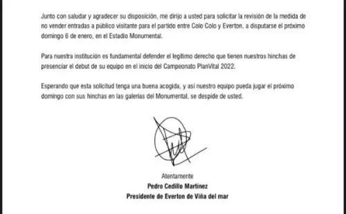 Esta es la carta enviada desde Viña del Mar