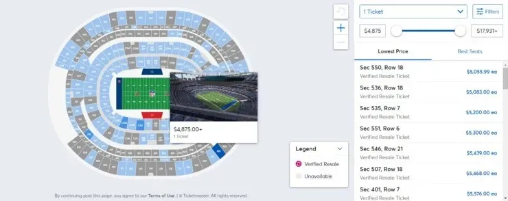 Precios Super Bowl LVI 2022. (Foto: Ticketmaster)