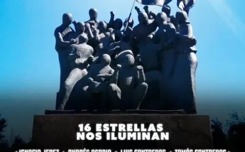 Un afiche para recordar a sus 16 hinchas