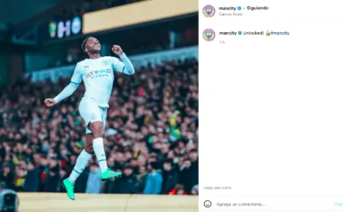 Raheem Sterling brilló con un triplete en la goleada del Manchester City sobre el Norwich por 4-0. (Foto: @mancity)