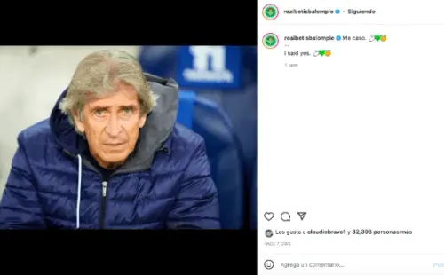 El Ingeniero se ha ganado el amor de todos al mando del Real Betis. (Foto: @realbetisbalompie)