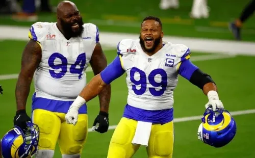 Aaron Donald tuvo dos capturas en este Super Bowl. | Foto: Getty Images.