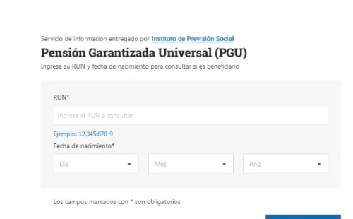 Pensión Garantizada Universal: Consultar con RUT