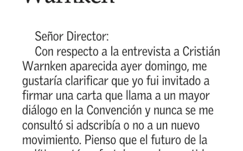 El Mercurio: Carta al Director de Rodrigo Valdés