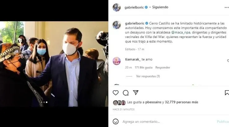 Boric y su diálogo con dirigentes sociales (Instagram)