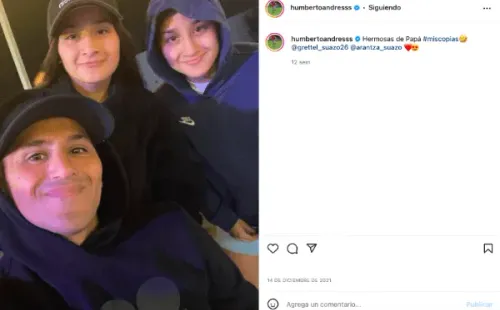 Humberto Suazo junto a sus hijas Grettel y Arantza. (Foto: @humbertoandresss)