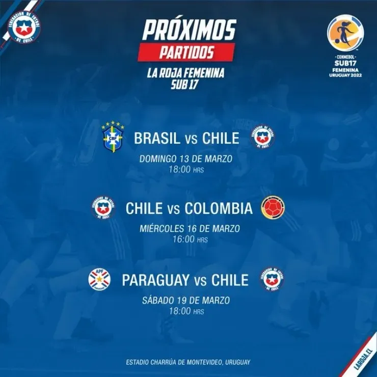 Programación de la fase final del Sudamericano femenino sub 17 de Uruguay