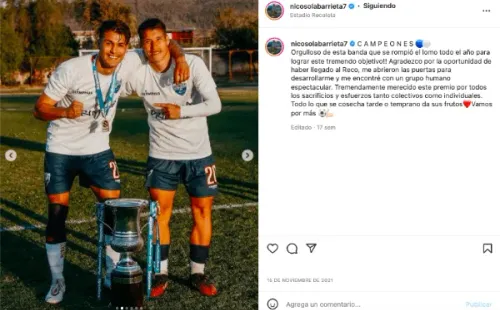 Nico Solabarrieta fue parte del plantel de Deportes Recoleta que salió campeón y ahora buscará conseguir la misma hazaña con Lautaro de Buin en Segunda División. Foto: @nicosolabarrieta7