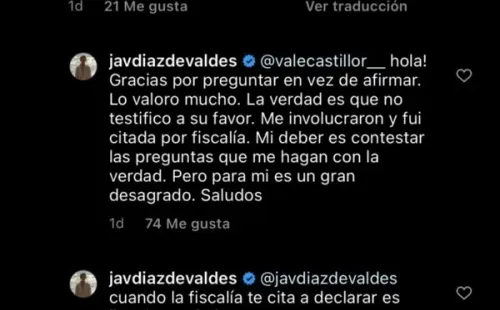 Javiera Díaz de Valdés aclara su posición en el juicio contra Nicolás López.(1)