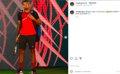 Kyrgios se despidió de Indian Wells con nueva polémica y se prepara para sus próximos desafíos. (Foto: Redes Sociales)