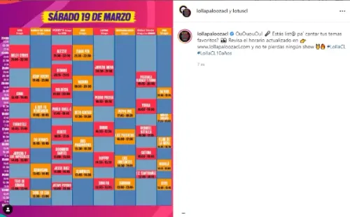 Lollapalooza Lineup Sábado 19 de marzo
