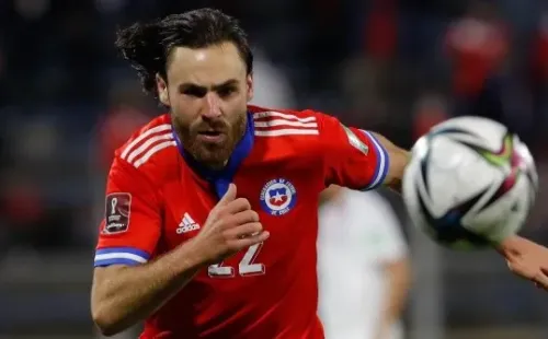10 de Octubre del 2021/SANTIAGOBen Brereton(c) ,durante el partido valido por la Quinta fecha de las Clasificatorias al Mundial de Qatar 2022, entre las selecciones de Chile vs Paraguay, disputado en el estadio San Carlos de Apoquindo.FOTO:FRANCISCO LONGA/AGENCIAUNO