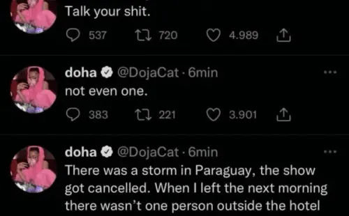 Doja Cat se enfrenta a sus propios fans latinoamericanos.(1)