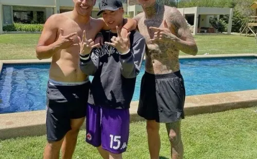 Compartiendo con Iván Morales y Erick Pulgar.