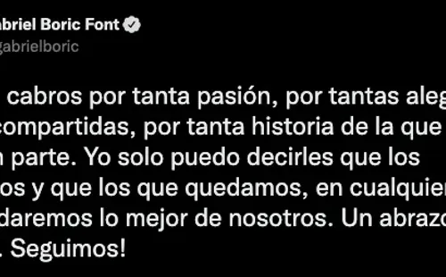 El mensaje del presidente Gabriel Boric tras la eliminación de Chile rumbo a Qatar 2022.