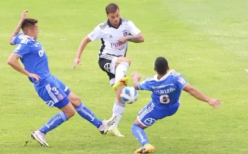 06 DE FEBRERO DE 2022/SANTIAGOEl jugador Gabriel Costa (c) marca el dos a cero frente a Universidad de Chile, durante el partido valido por la quinta fecha del Campeonato Nacional AFP PlanVital 2022, entre Colo Colo y Universidad de Chile, disputado en el Estadio Monumental.FOTO: Marco Muga/AGENCIAUNO