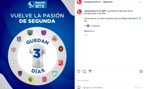 Ya empieza a palpitarse el inicio del torneo de Segunda División. (Foto: Campeonato Chileno)