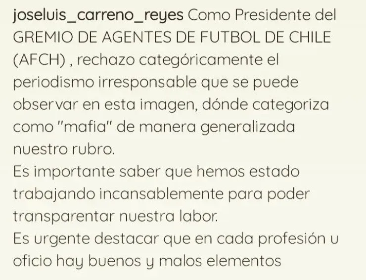 José Luis Carreño hizo sus descargos en nombre de los representantes chilenos