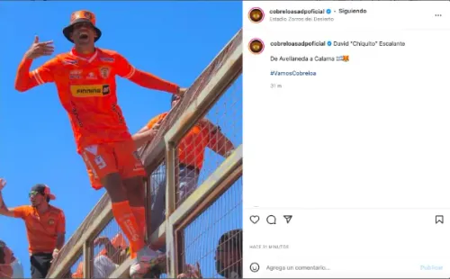 Chiquito Escalante celebró con todo el gol del triunfo de Cobreloa. (Foto: Cobreloa)