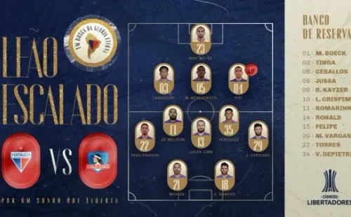 La formación confirmada de Fortaleza ante Colo Colo.