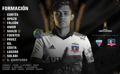 Formación confirmada de Colo Colo contra Fortaleza: el Cacique debuta en Copa Libertadores tras alcanzar la punta del Campeonato Nacional con goleada frente a La Calera.