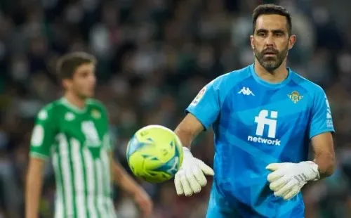 SEVILLA, SPAIN - NOVEMBER 07: Claudio Bravo of Real Betis looks on during the spanish league, La Liga Santander, football match played between Real Betis and Sevilla FC at Benito Villamarin stadium on November 7, 2021, in Sevilla, Spain. (Photo By Joaquin Corchero/Europa Press via Getty Images)-Not Released (NR)